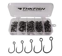 THKFISH 100Piezas/Caja Anzuelos Gancho de Pesca Acero al Carbono Negro Anzuelos Black Bass en línea Inline Hooks #2#1 1/0 2/0 3/0