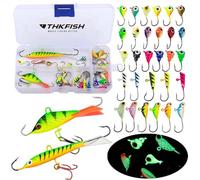 THKFISH 31Piezas/Caja Señuelo de Pesca en Hielo Gancho de Agudos Ganchos Individuales Invierno Pesca Tackle Kit