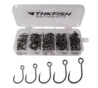 THKFISH 50Piezas/Caja Anzuelos Gancho de Pesca Acero al Carbono Negro Anzuelos Black Bass en línea Inline Hooks #2#1 1/0 2/0 3/0
