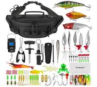THKFISH 85 Bolsas de Pesca con Caja de Aparejos incluida para Kit de Aparejos de Pesca con Mosca, riñonera Impermeable con Equipo de Pesca, señuelos, Kit de alicates de Pescado, Agarre de Labios
