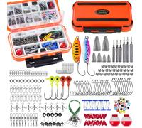 THKFISH Accesorios de pesca, 210 piezas caja de pesca completa con anzuelos de pesca, plomos pesca kit de pesca mar