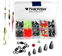 THKFISH Carolina Rig Texas Rig Bass Pesca Bullet Pesos para anzuelos de Pesca Ganchos Rolling Barrel Pesca Giro Cuentas Anillo con Caja de plástico Texas y Carolina Rig DIY Kit 339 Piezas