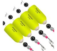 THKFISH Flotadores de Pesca Mar Boyas de Pesca Tope Silicona Pesca Flotadores Que Hacen Estallar Ponderados 4 Piezas Yellow 24g