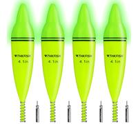 THKFISH Juego de 4 flotadores de pesca con luz LED, para pesca nocturna, flotador para agua salada y agua dulce, flotadores de trucha, lucios, flotadores para peces, zande, 5,5/7,8/10,4 cm