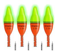 THKFISH Juego de 4 flotadores de pesca con luz LED, para pesca nocturna, flotador para agua salada y agua dulce, flotadores de trucha, lucios, flotadores para peces, zande, 5,5/7,8/10,4 cm
