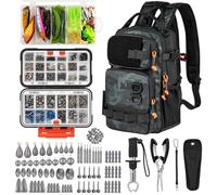 THKFISH Juego de 462 herramientas de pesca, mochila y caja de pesca, incluye cebo, anzuelo, plomada, juego de accesorios, alicates, recogedor de peces, equipo de pesca y regalo de pesca para hombres