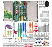 THKFISH Kit de 375 accesorios de pesca, caja de aparejos de pesca organizada de doble cara con aparejos incluidos, anzuelos de pesca, plomos de pesas, equipo de pesca de róbalo, regalo para adultos y