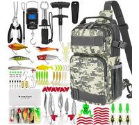 THKFISH Kit de Herramientas de Pesca de 85 Piezas, Mochila de Pesca con Cajas de Aparejos Incluidas, Kit de Aparejos de Pesca Que Incluye Kit de Equipo de señuelo de Cebo de Pesca, alicates de Pesca,