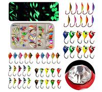 THKFISH Kit de plantillas de pesca en hielo señuelos de pesca en hielo para luciente, perca, cabezas para aparejos de pesca en hielo, panfish Crappie Jigs 50 piezas C