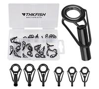 THKFISH Kit de reparación de cañas de Pesca Kit de reparación de Punta de Varilla Acero Inoxidable Guía de Anillo de cerámica 6 Tamaños Grande Estilo - 30 Piezas