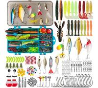 THKFISH Kit de señuelos de pesca, caja de aparejos de 153 piezas con aparejos incluidos señuelos spinning mar, cucharillas pesca, pesca accesorios de trucha de lubina