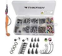 THKFISH Pesos de Pesca Perlas de Pesca Anzuelos de Pesca Pesos de Balas Carolina Rig Kit de Plataforma de Texas Kit de Accesorios de Pesca 219 Piezas