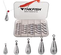 THKFISH Pesos de Pesca Plomos de Pesca Pesos Drop Shot Kit de Accesorios de Pesca Aparejo Drop Shot Anzuelos de Pesca Ganchos Compensados Aparejo de Pescar 28 Piezas