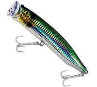 THKFISH Popper - Señuelos de Pesca de atún de Agua Salada para Surf, Pesca, lubina con Ojos 3D para atún GT, Peces Grandes, 5.9 Pulgadas, Verde, 1 Unidad