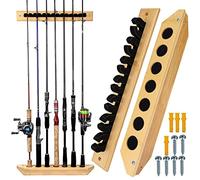 THKFISH Soporte de Caña de Pescar Tienda de estantes de caña de Pescar de Madera 7 Combinaciones de caña de Pescar, para Sala de Garaje,1 par Vertical