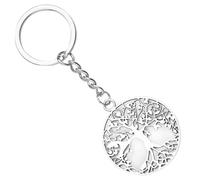 THKO Llavero Árbol de la Vida Árbol de la Vida Colgante para Llavero de plata como amuleto de la suerte para hombres y mujeres Llavero simbólico como idea de regalo, plateado, S