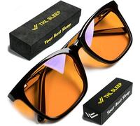 THL Sleep Gafas de Bloqueo de Luz Azul para un Mejor Sueño - Filtro de Computadora Naranja Ámbar Antifatiga - Montura Oversize (Negro) Grande