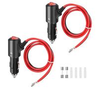 Thlevel 2PCS Cable Conector Macho para Mechero de Coche 14AWG 55CM Auto Encendedor Cigarrillos Plug con 15A Fusibles para 12V 24V Hervidores Eléctricos