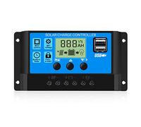 Thlevel 30A Controlador de Carga Panel Solar PWM 12V 24V Inteligente Regulador con Pantalla y Apto para Baterías de Plomo