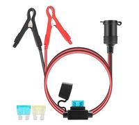 Thlevel Cable de Extensión de Coche Alargador Mechero Coches 12V 24V Pinza de Cocodrilo Eléctrica 3 Metros 16AWG con Fusible de Protección para la Batería Portátil Compresores Inversor
