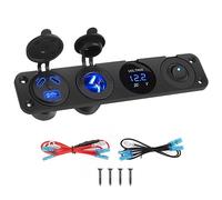 Thlevel Cargador de Coche Panel con 18W QC3.0 y 45W PD Tipo C Enchufe de Encendedor LED Voltímetro Digital Interruptor de Palanca para 12V 24V Camión Caravana Barco