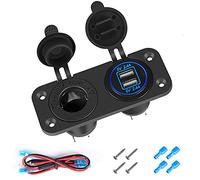 Thlevel Cargador USB de Coche Dual QC3.0 Carga Rapida 12V Toma Mechero Encendedor de Cigarrillos Impermeable para Barco Marino Motocicleta Camión