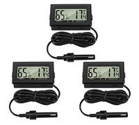 Thlevel Mini Termometro Acuario Igrometro Digitale Casa Termómetro Interior Exterior Medidor de Humedad con Sonda per Frigorifero Congelador Armadietto 3PCS