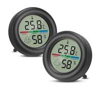 Thlevel Mini Termómetro Interior Higrómetro Digital Casa Temperatura y Medidor de Humedad con Indicador de Confort Facial para Invernadero Bodega Dormitorios 2 Piezas