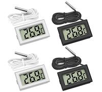 Thlevel Termómetro Acuario Higrometro Digital Casa Termometro Interior Sensor Temperatura y Medidor de Humedad con Sonda Impermeable para Refrigerador Congelador 2 Blanco 2 Negro