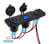 Thlevel Toma Cargador Mechero Coche Panel 18W QC3.0 USB y 45W PD Tipo C Encendedor de Cigarrillos LED voltímetro Digital Interruptor de Palanca para 12V 24V Vehículos de Barco Caravana