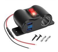 Thlevel Toma de Cargador de Coche Enchufe de Mechero Panel de Enchufes Dual USB Carga Puertos Carga Rapida con Indicación de Tensión Interruptor para Auto Barcos Camiones