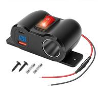 Thlevel Toma de Cargador de Coche Enchufe de Mechero Panel de Enchufes USB 18W QC3.0 & 36W PD3.0 Carga Puertos Carga Rapida con Indicación de Tensión Interruptor para Auto Barcos Camiones