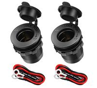 Thlevel Toma de Mechero Enchufe Mechero 12V Hembra | DC 12V 24V Adattatore Universale Impermeabile con Fusibile e Cavo di Collegamento per Navi Moto 2PCS