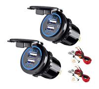 Thlevel Toma de USB Cargador Coche Doble QC3.0 5 V 4,2 A Carga Rapida con Interruptor para 12 V 24 V Barcos y Marina Motocicleta Camión