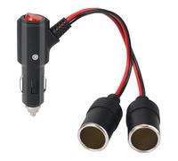 Thlevel Toma Mechero de Coche Doble Encendedor Cigarrillos 1 a 2 Enchufe Cable de Extensión con Interruttore e 10A Fusibile para 12V 24V Motos Camiones