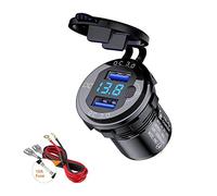 Thlevel Toma USB Cargador Coche Dual QC3.0 Rápido Impermeable con Interruptor y Voltímetro LED Indicador para 12V 24V Coches Motos Camiones Barcos