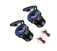 Thlevel Toma USB Cargador Coche QC3.0 y Tipo C Carga Impermeable con Interruptor y LED Indicador para 12V 24V Coches Motos Camiones 2PCS