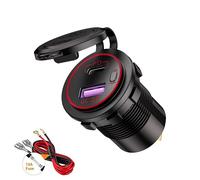Thlevel Toma USB Cargador Coche Tipo C PD y QC3.0 Carga Rapida Impermeable con Interruptor y LED Indicador para 12V 24V Motos Vehículos Recreativos Camiones Barcos Rojo
