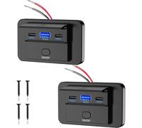 Thlevel Toma USB Cargador de Coche Doble 30W PD Tipo C 18W QC3.0 Carga Rápida para 12V 24V Barcos Motocicleta Marina Camión