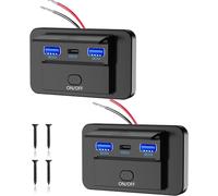 Thlevel Toma USB Cargador de Coche Doble18W QC3.0 30W PD Tipo C Carga Rápida para 12V 24V Barcos Motocicleta Marina Camión