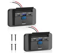 Thlevel Toma USB Cargador de Coche Panel 12V Cargador Multi Puerto Doble PD3.0 y QC3.0 Cargador Rápido Impermeable con Voltímetro e Interruptor para Autocaravana Barco Camión