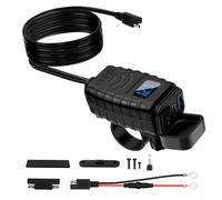 Thlevel Toma USB Cargador Moto 18W QC3.0 30W PD Carga Rápido Impermeable con 10A Fusible y Interruptor y Voltímetro LED para 12V 24V Motos Coches Barcos Autocaravanas SUVs