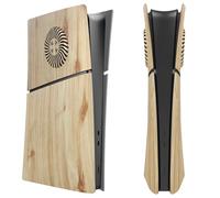 THLMT Funda de Consola Compatible con PS5 Slim, Funda de Consola de Juegos, Carcasa de Placa Frontal con Rejillas de ventilación, Color de Grano de Madera (para Digital Version)