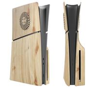 THLMT Funda de Consola Compatible con PS5 Slim, Funda de Consola de Juegos, Carcasa de Placa Frontal con Rejillas de ventilación, Color de Grano de Madera (para Optical Drive Version)