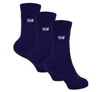 THMO Paquete múltiple de 3 pares de calcetines térmicos para niños, acanalados, parte superior suave, forro polar esponjoso, calcetines cálidos para niños y niñas, azul marino, 7-10 años