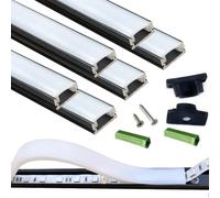THMOOTHER Difusor de canal U negro preperforado, paquete de 6 unidades de 3.28 pies, cinta de aluminio montada en superficie con cubierta de silicona continua. Perfil bajo instalado al ras (negro, 6 x