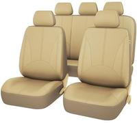 THNIKK Fundas Asientos Coche para Nissan Micra K14 2017-2022, Cuero Cubreasientos Fundas Asientos Impermeables Transpirable Juegos de Cubreasientos Interior Accesorios, Beige