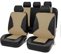 THNIKK Fundas Asientos Coche para Nissan Micra K14 2017-2022, Cuero Cubreasientos Fundas Asientos Impermeables Transpirable Juegos de Cubreasientos Interior Accesorios, Black Beige