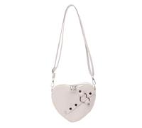 THOANBY 2024 - Bolsos de hombro con forma de corazón y remaches cruzados de cuero para teléfono para niñas y mujeres, beige