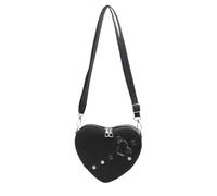 THOANBY 2024 - Bolsos de hombro con forma de corazón y remaches cruzados de cuero para teléfono para niñas y mujeres, Black